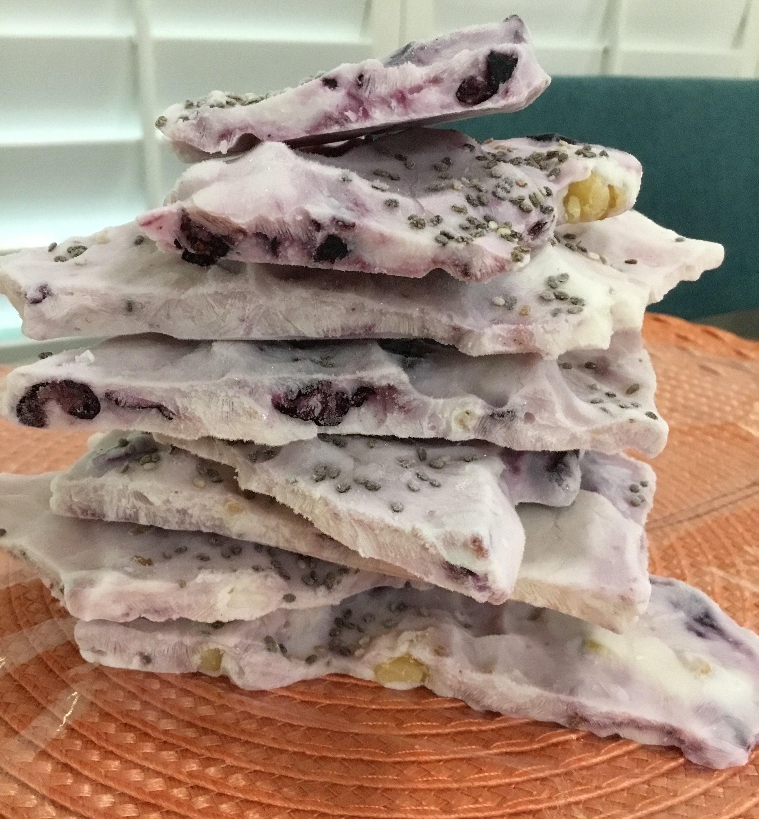Sugar Free Vanilla Blueberry Yogurt Bark