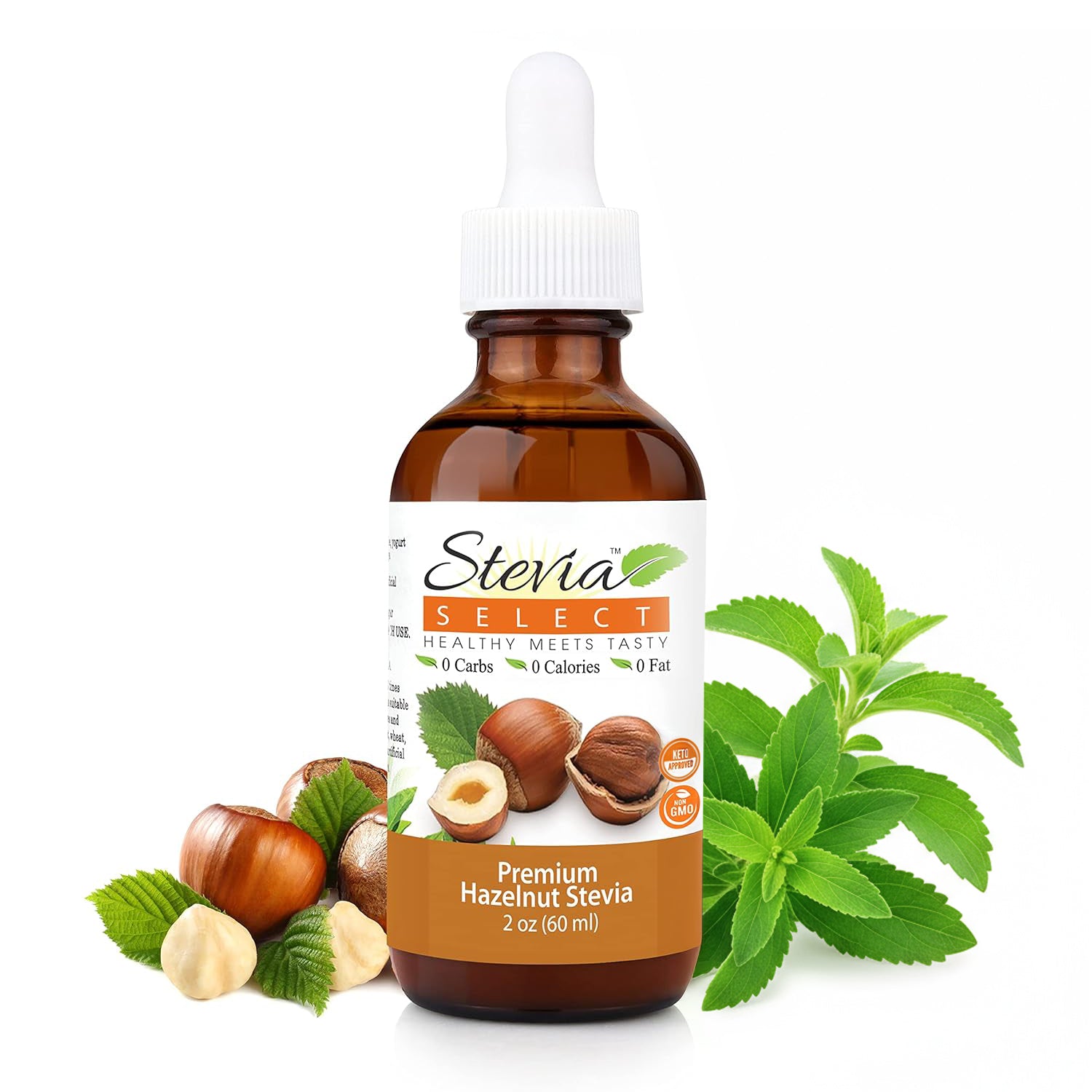 Stevia Liquid Hazelnut Keto Flavor Drops 2 oz - No Erythritol