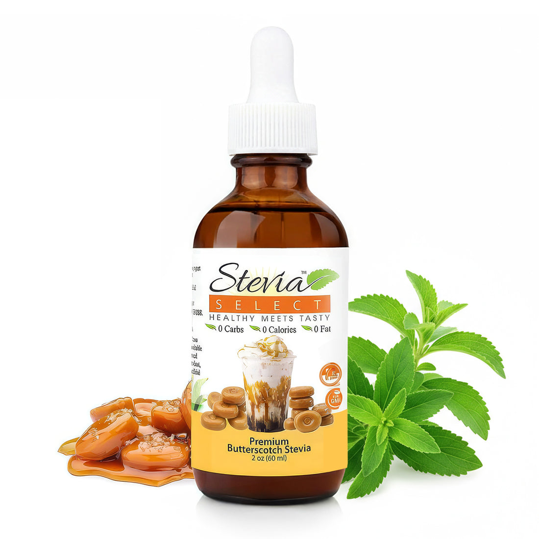 Stevia Liquid Butterscotch Keto Flavor Drops 2 oz - No Erythritol