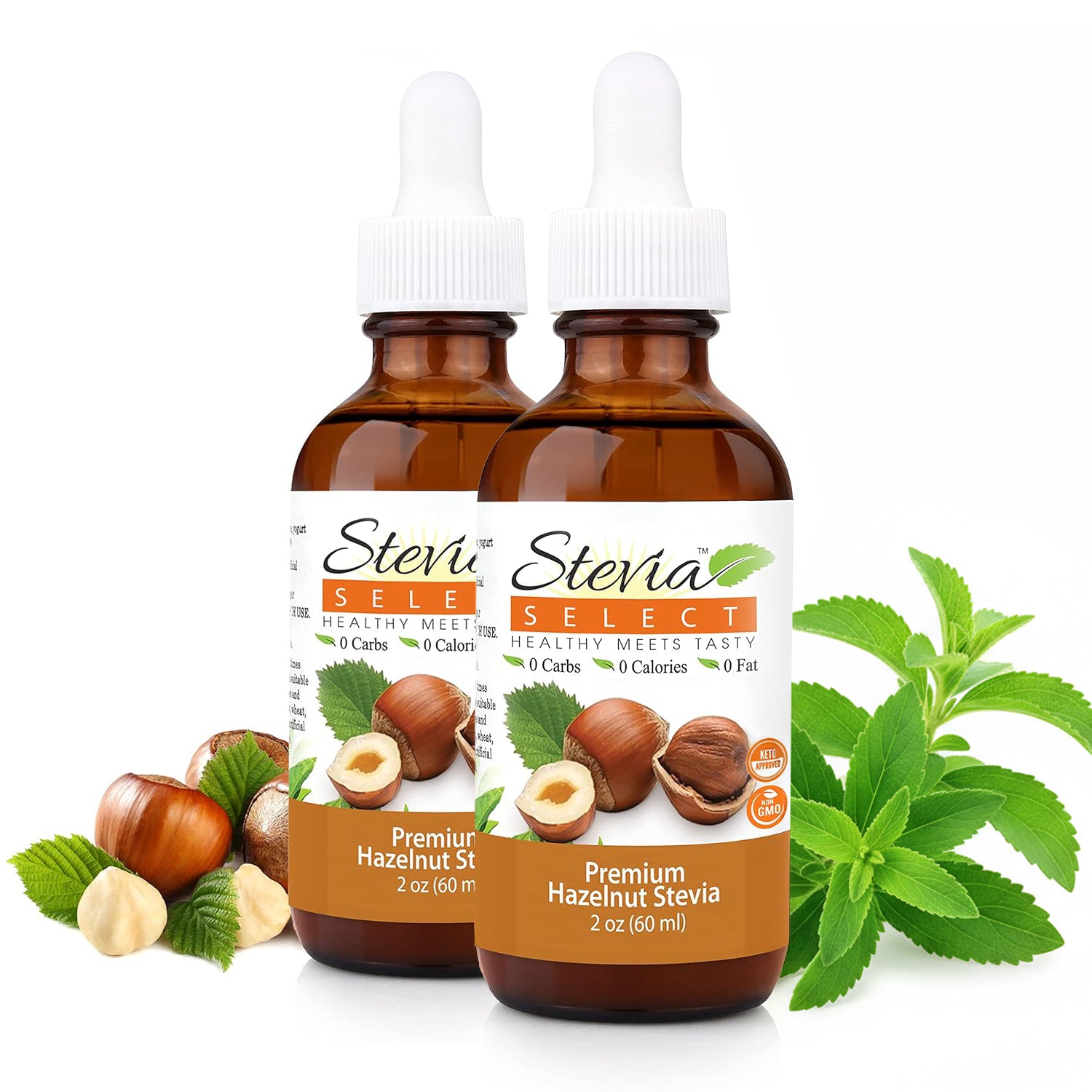 Stevia Liquid Hazelnut Keto Flavor Drops 2 oz - No Erythritol