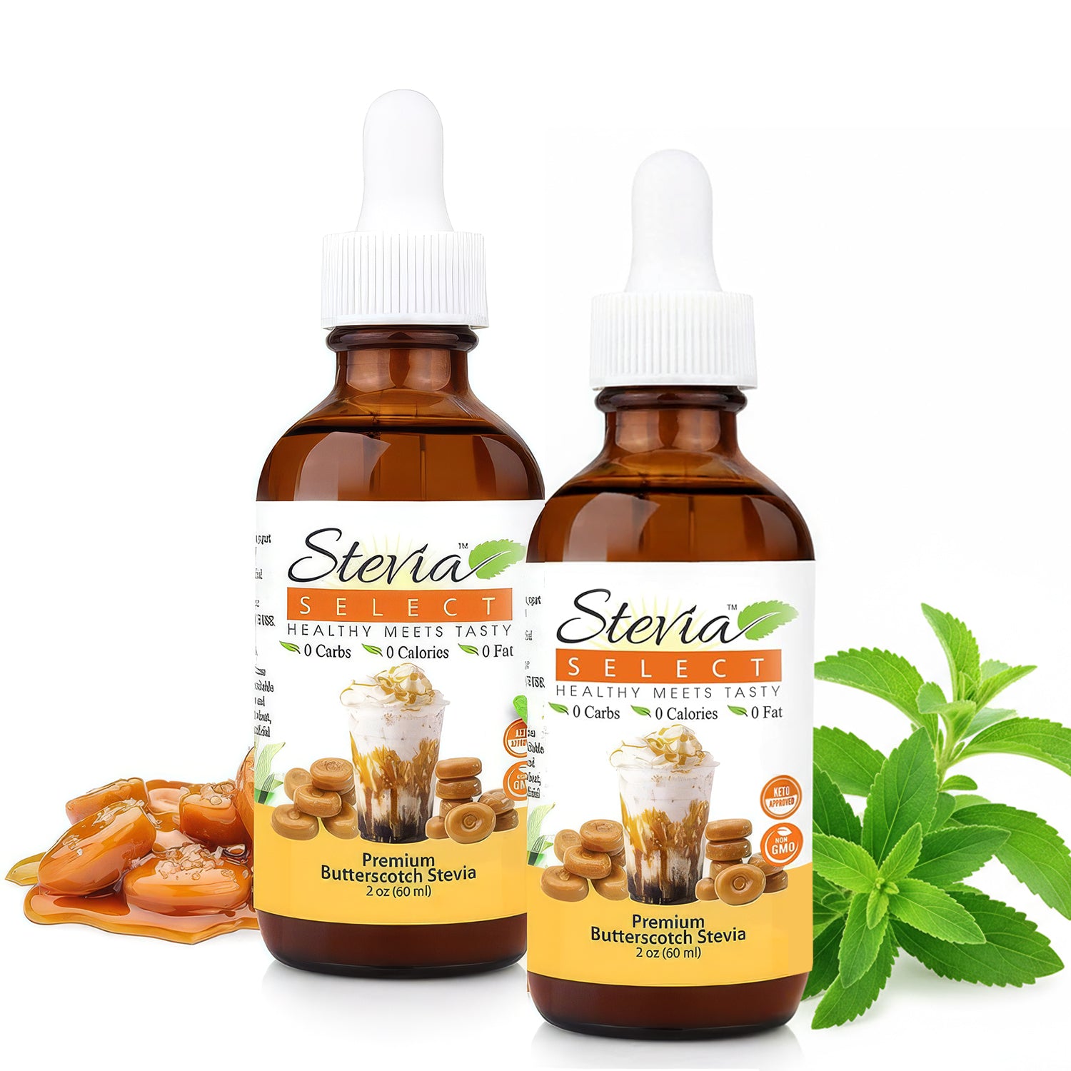 Stevia Liquid Butterscotch Keto Flavor Drops 2 oz - No Erythritol