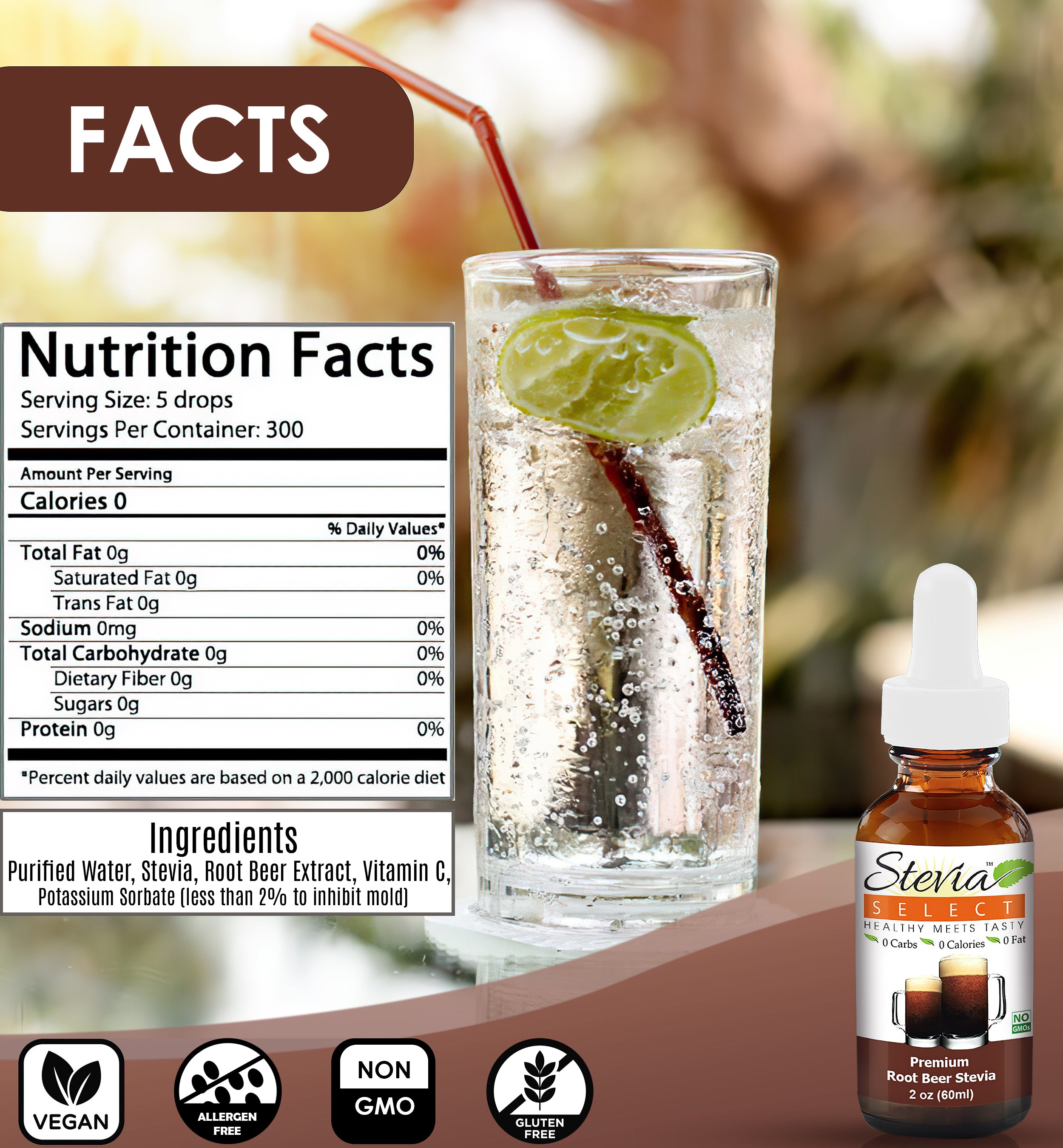 Stevia Liquid Root Beer Keto Flavor Drops 2 oz - No Erythritol