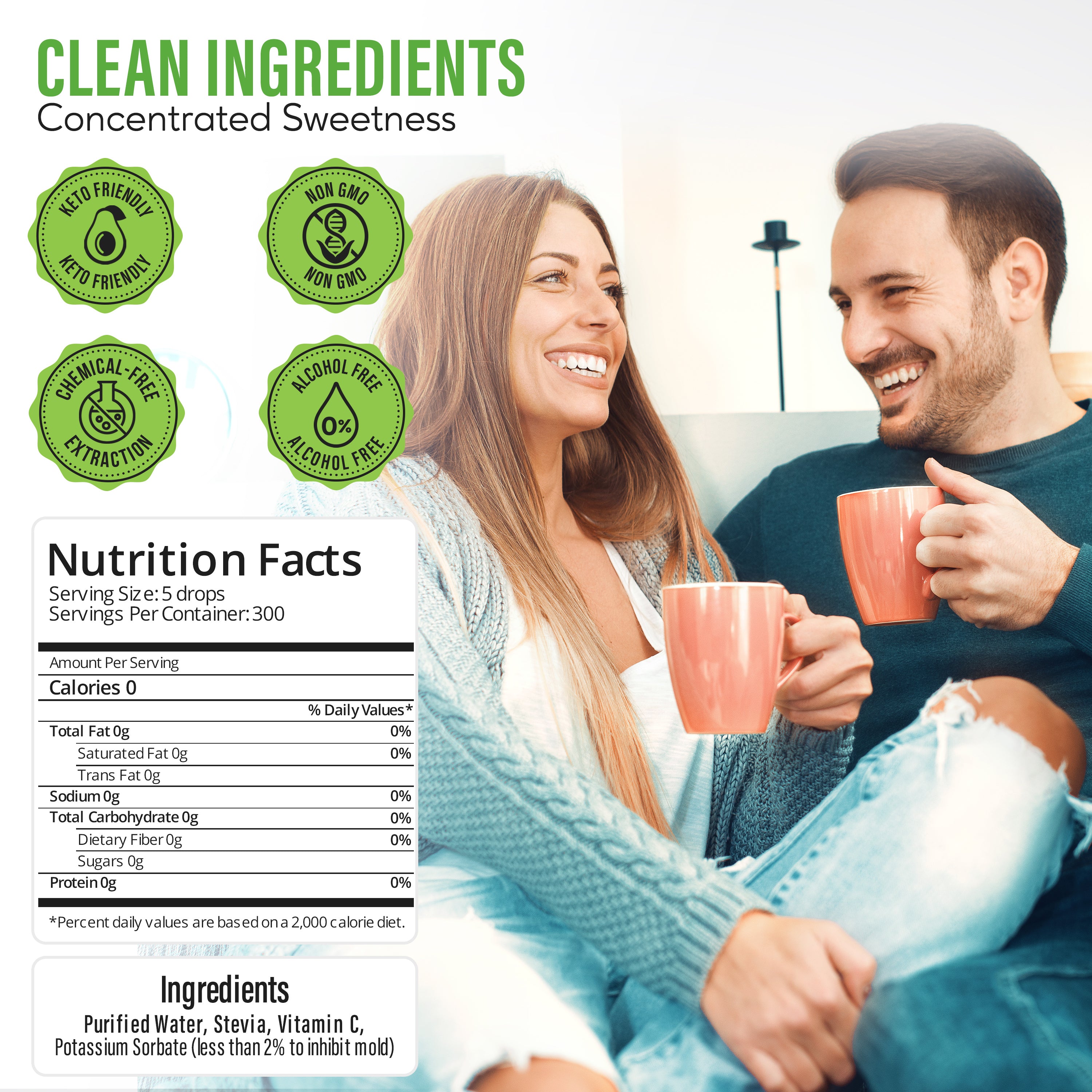 Stevia Liquid Plain Keto Flavor Drops - 2 oz