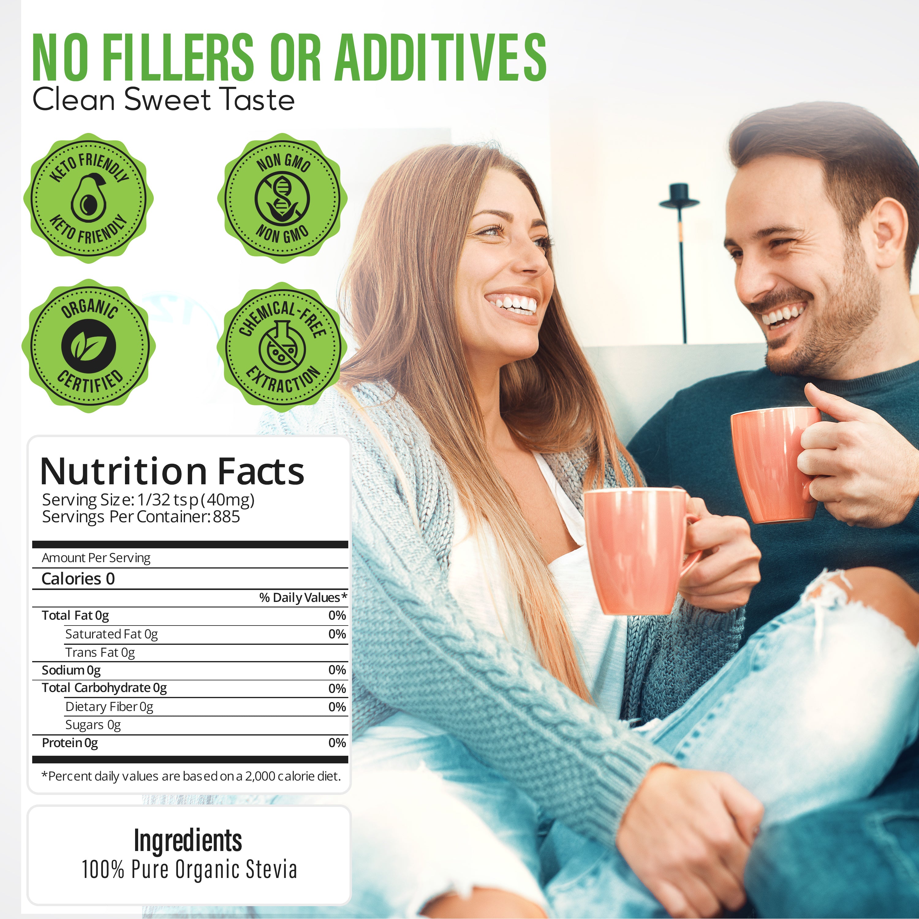 Pure Organic Stevia Extract - No Additives - No Erythritol