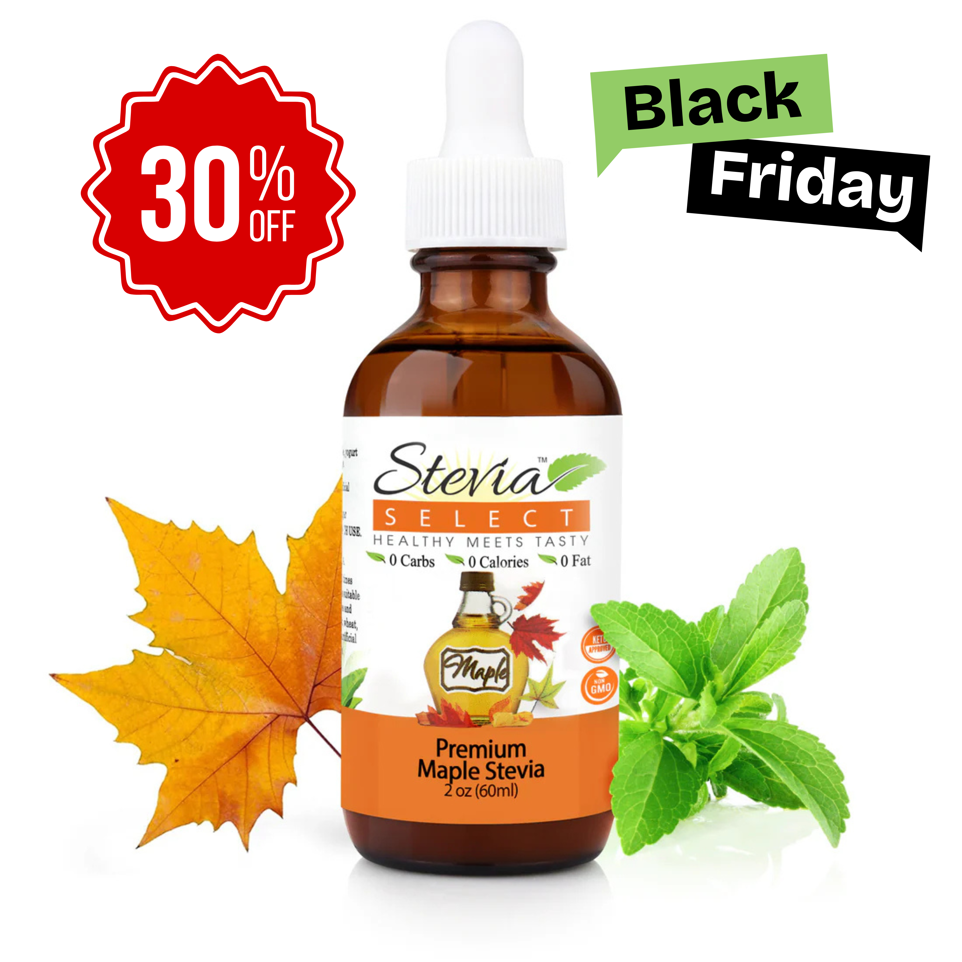 Stevia Liquid Maple Keto Flavor Drops 2 oz - No Erythritol