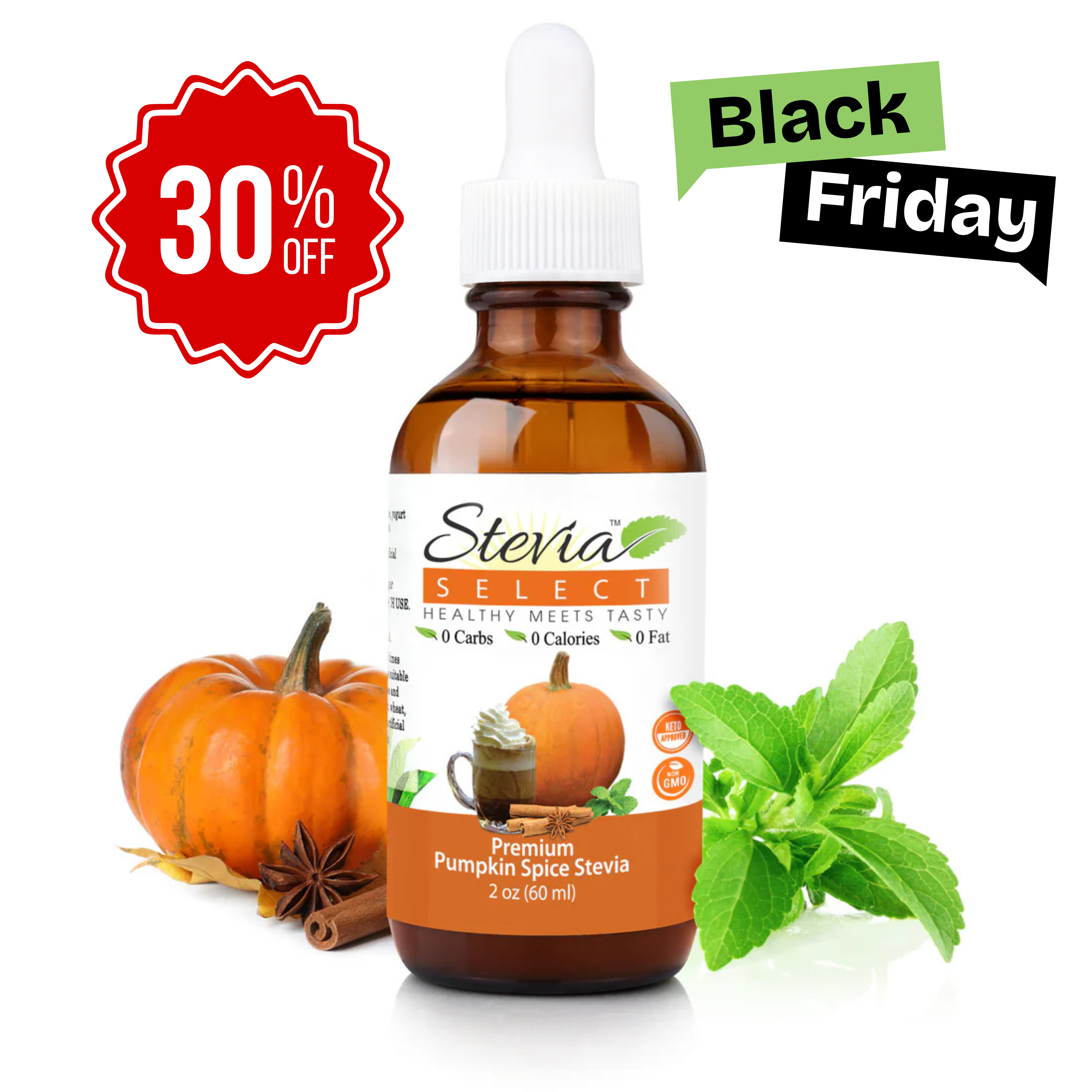 Stevia Liquid Pumpkin Spice Keto Flavor Drops 2oz - No Erythritol