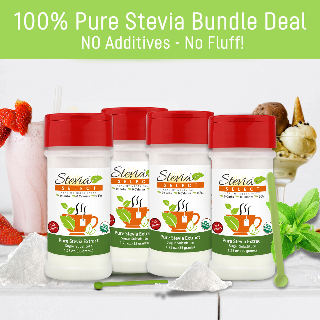 Pure Stevia Bundle Deal - Buy 3 Get 1 Free - 1.25 oz Shaker Bottles