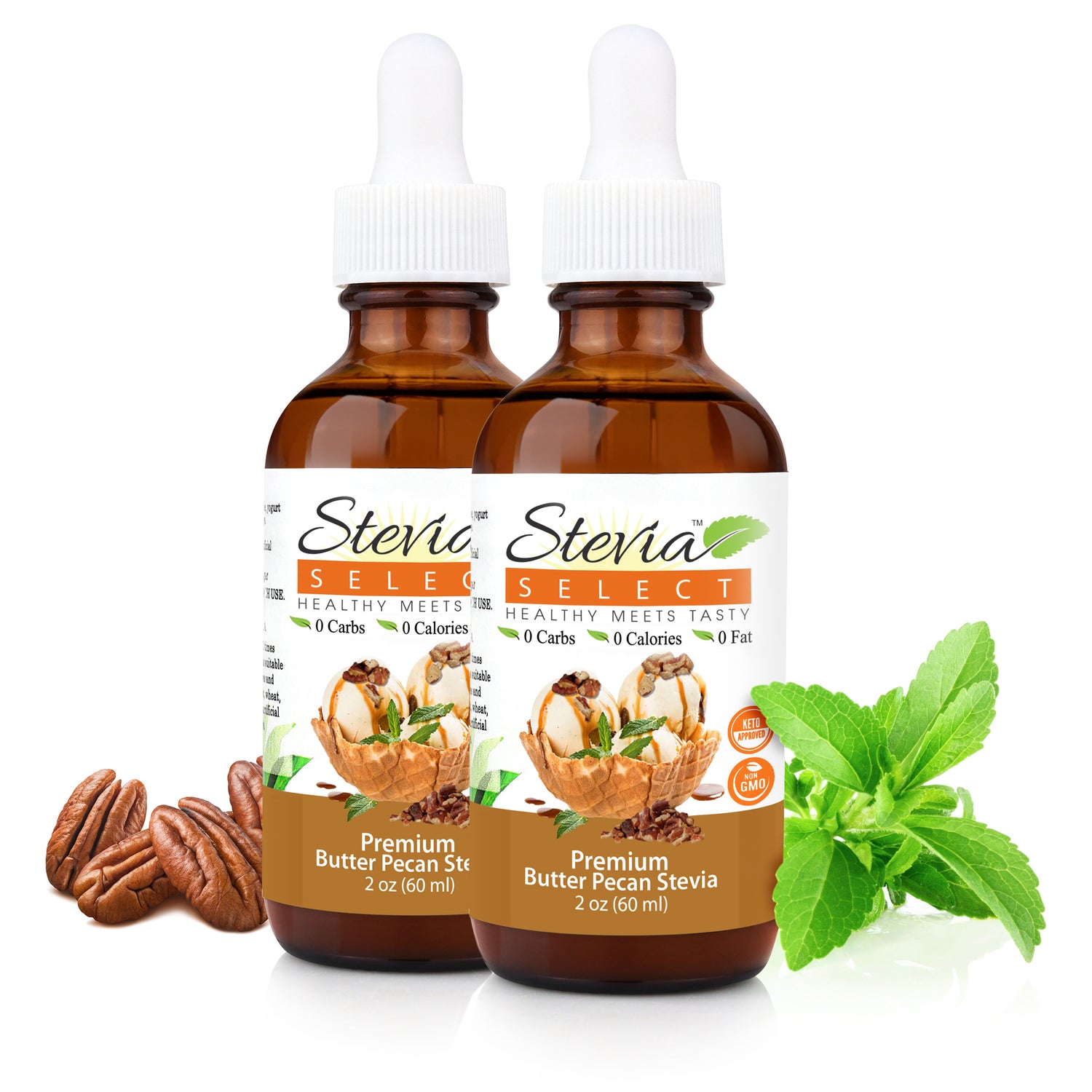 Stevia Liquid Butter Pecan Keto Flavor Drops 2 oz - No Erythritol