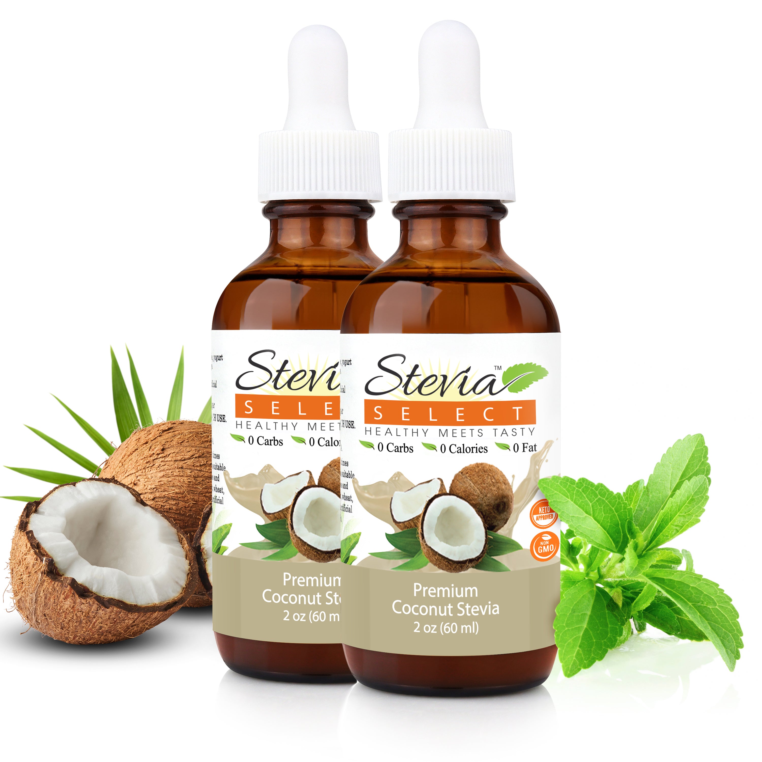 Stevia Liquid Coconut Keto Flavor Drops 2 oz - No erythritol