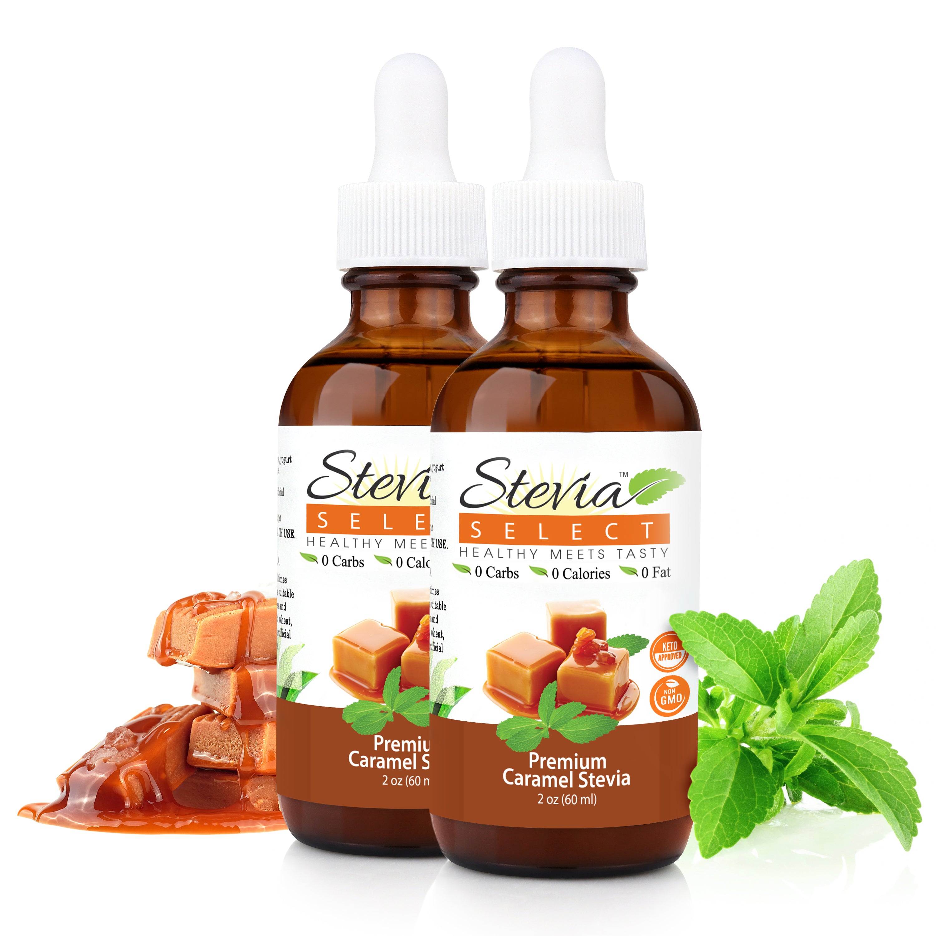 Stevia Liquid Caramel Keto Flavor Drops 2 oz - No Erythritol