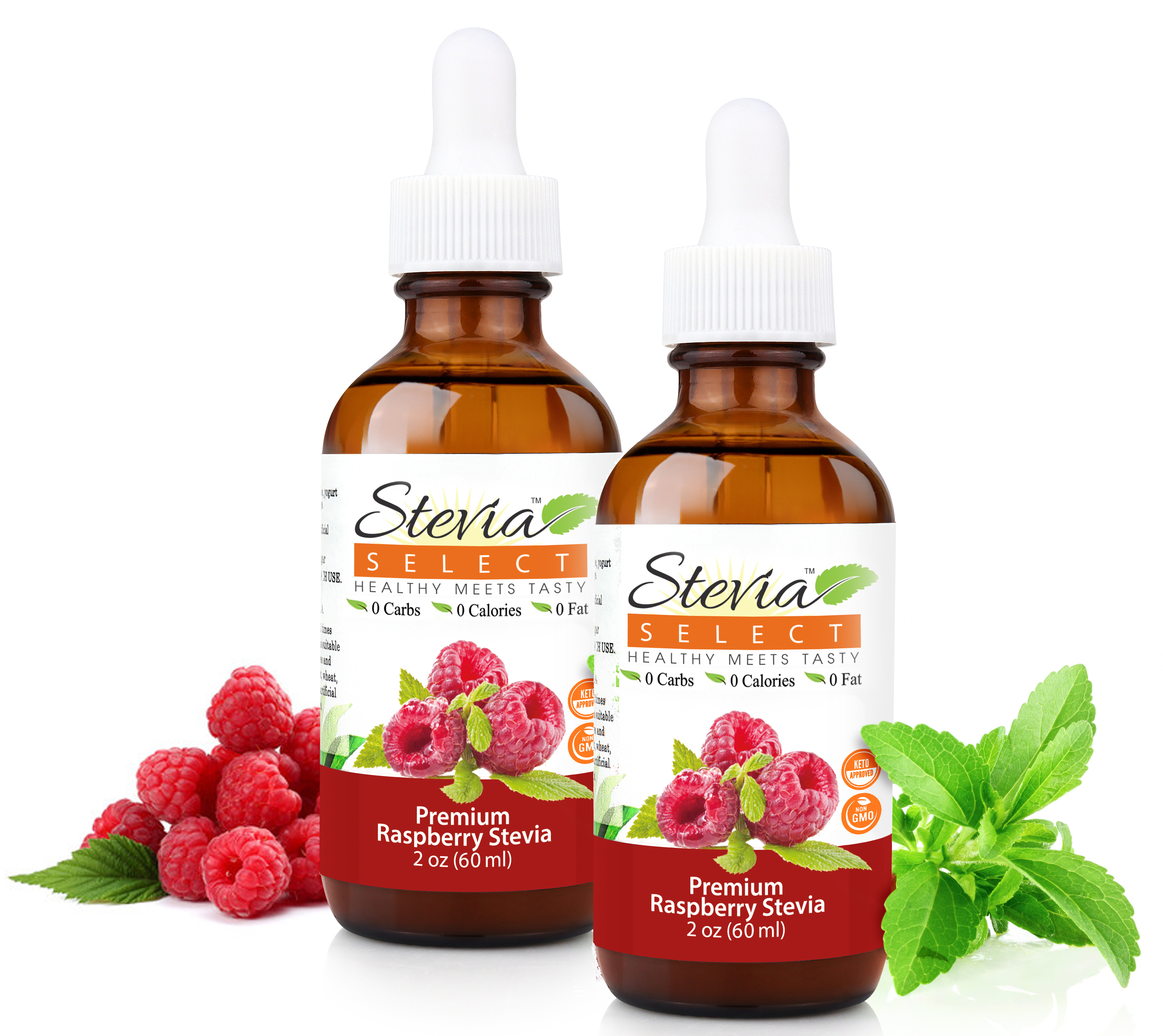 Stevia Liquid Raspberry Keto Flavor Drops 2 oz - No Erythritol