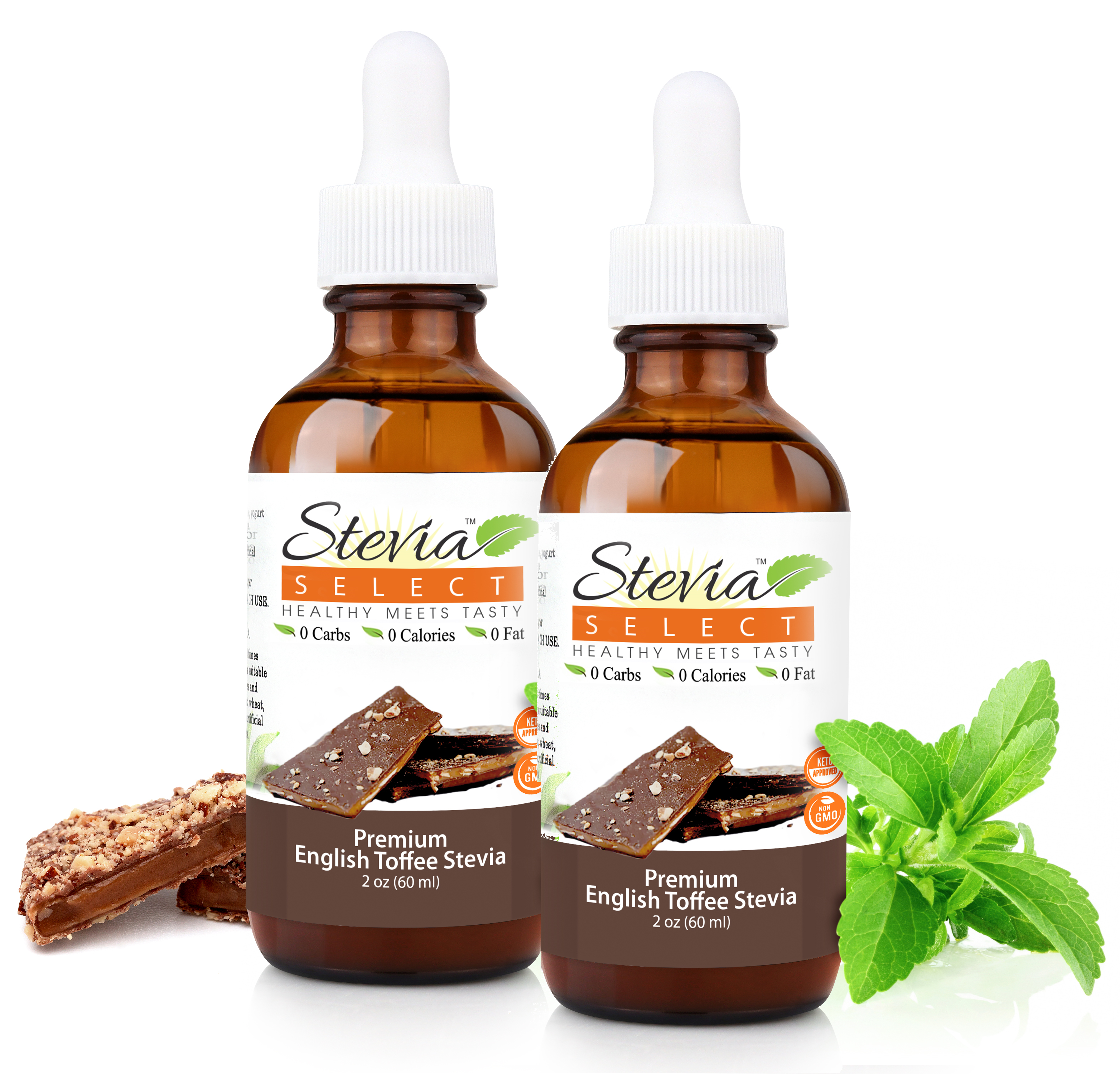 Stevia Liquid English Toffee Keto Flavor Drops 2 oz - No Erythritol
