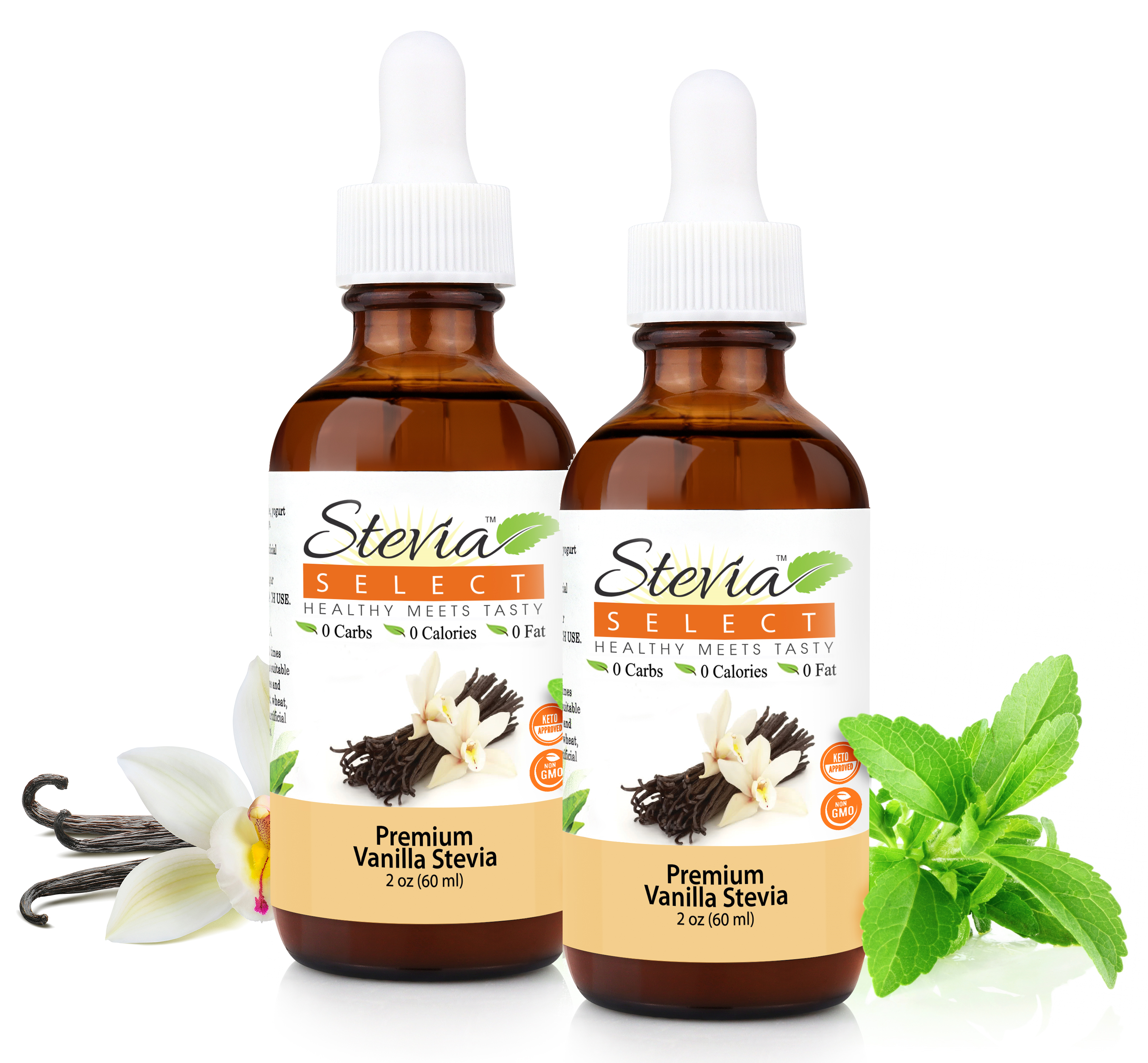 Stevia Liquid Vanilla Keto Flavor Drops 2 oz - No Erythritol