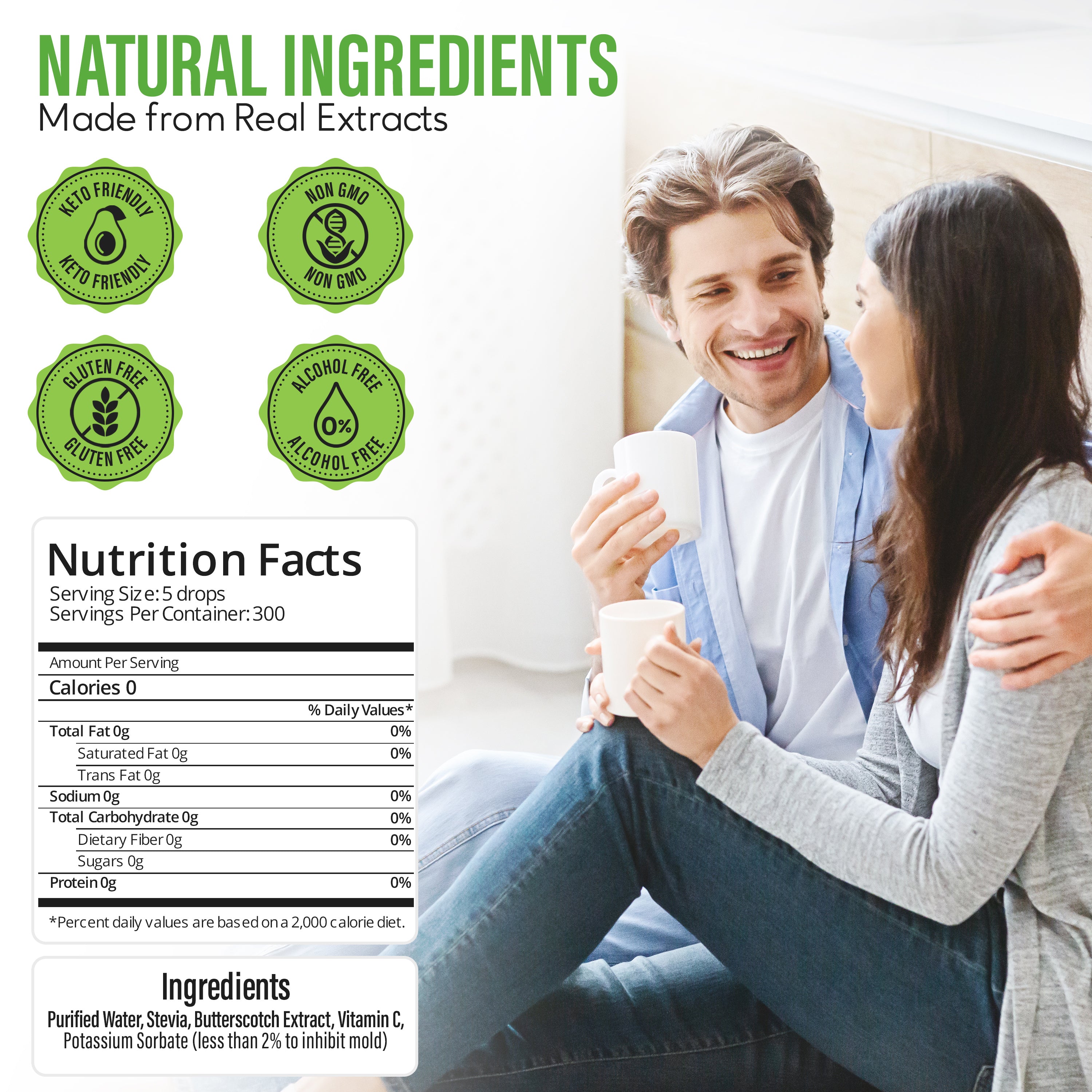 Stevia Liquid Butterscotch Keto Flavor Drops 2 oz - No Erythritol