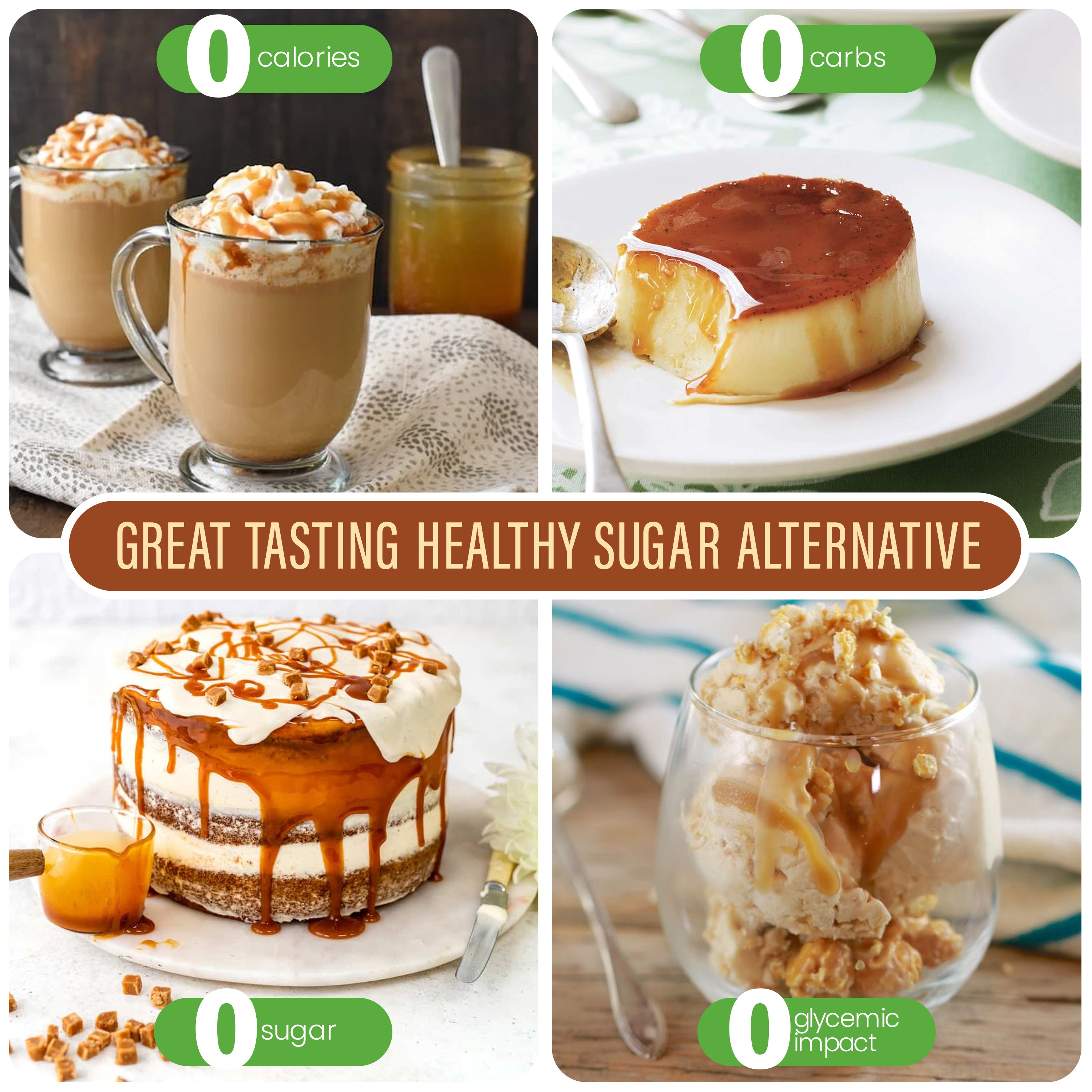 Caramel stevia drops added to iced coffee, buttery sweet flavor without sugar or artificial ingredients