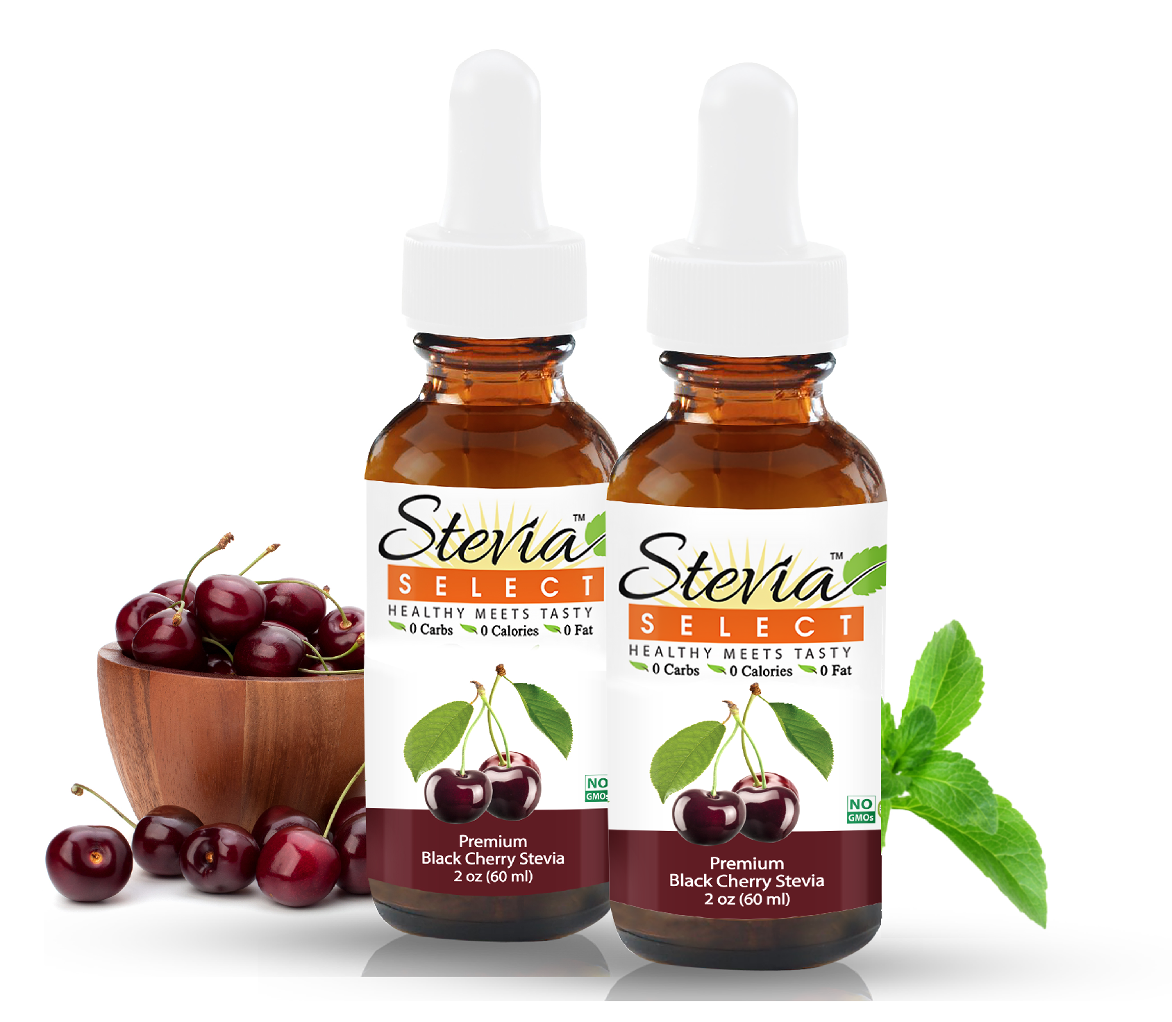 Stevia Liquid Black Cherry Keto Flavor Drops 2 oz - No Erythritol