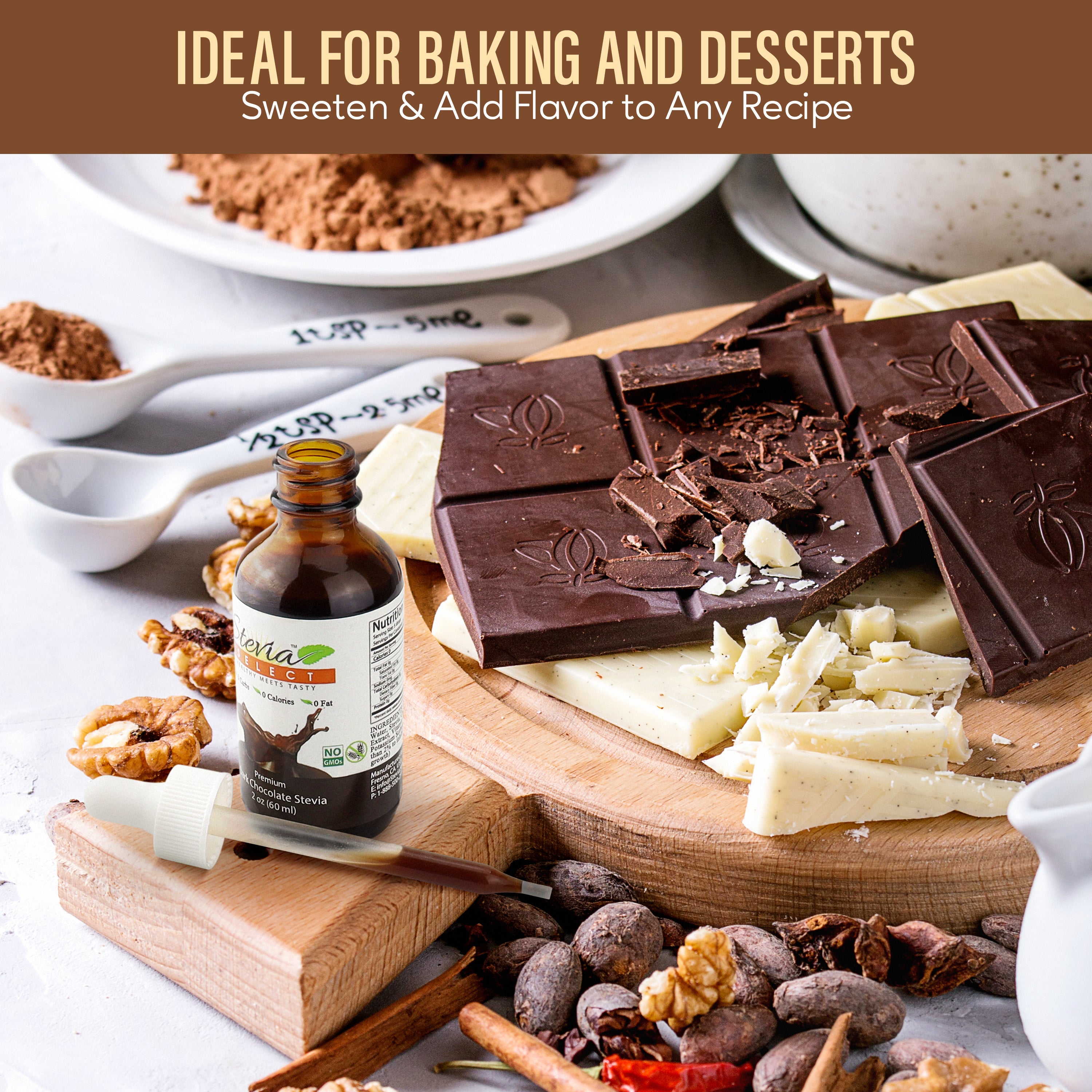 Stevia Liquid Dark Chocolate Keto Flavor Drops 2 oz - No Erythritol
