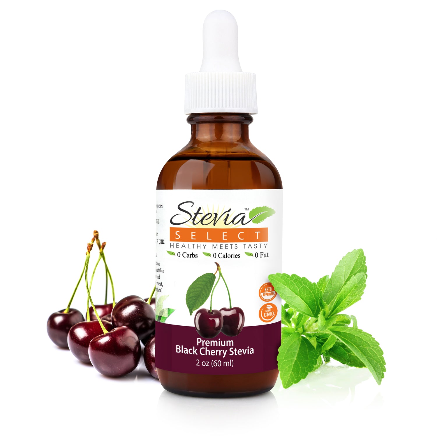 Stevia Liquid Black Cherry Keto Flavor Drops 2 oz - No Erythritol
