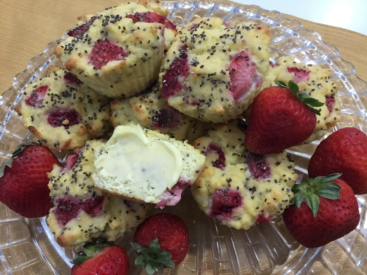 Strawberry Poppyseed Muffins - Keto Low-Carb