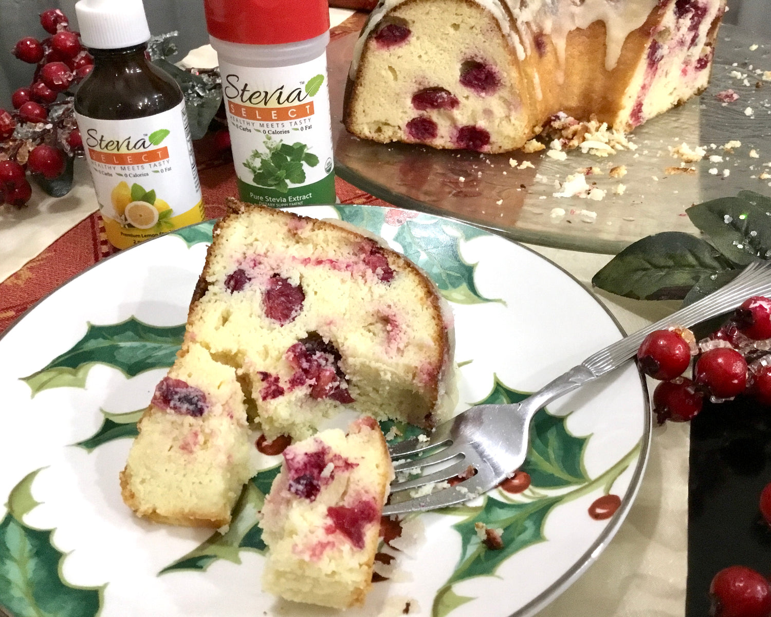 Cranberry Pound Cake with Lemon Glaze