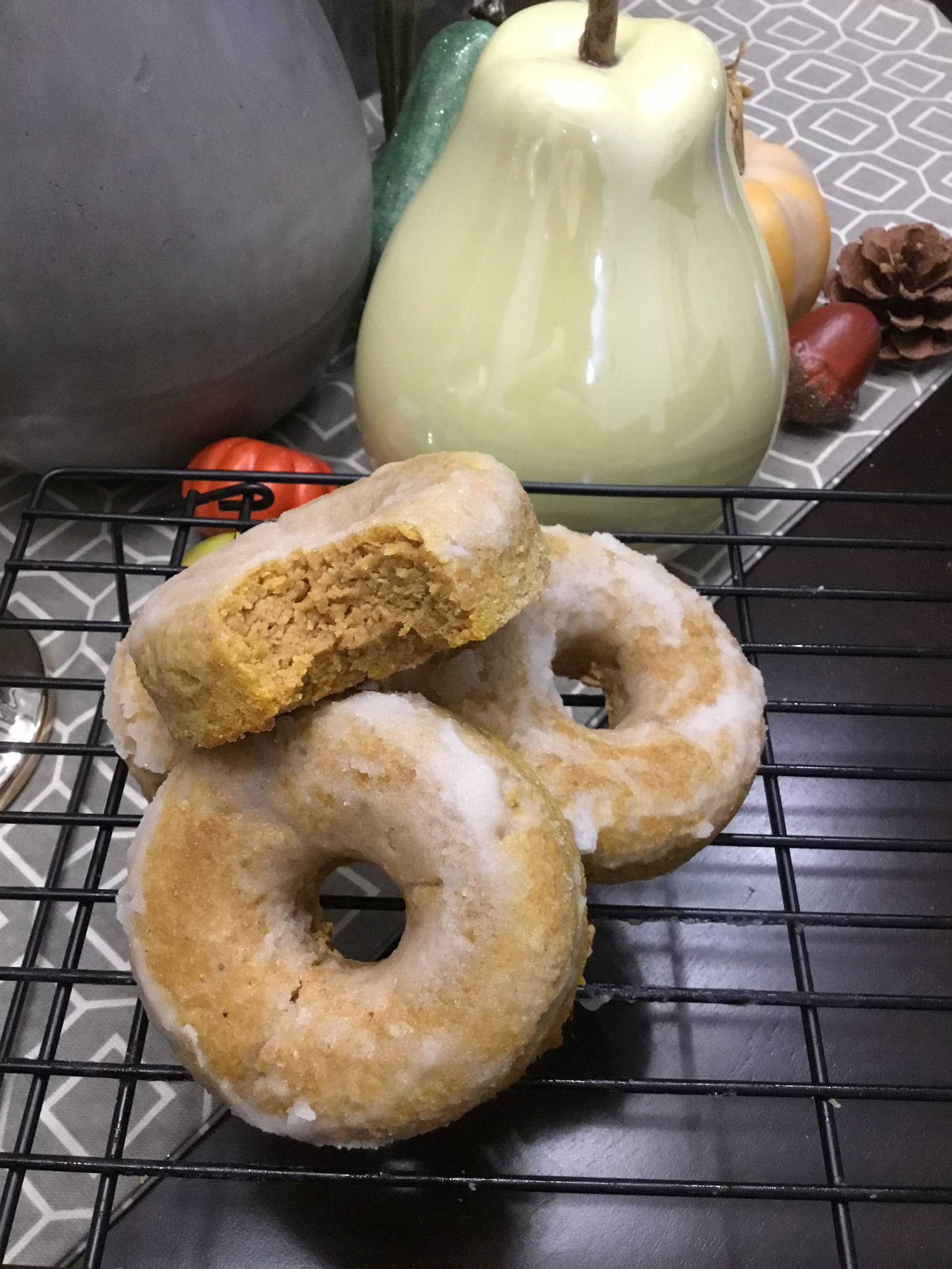 Pumpkin Donuts with Maple Glaze