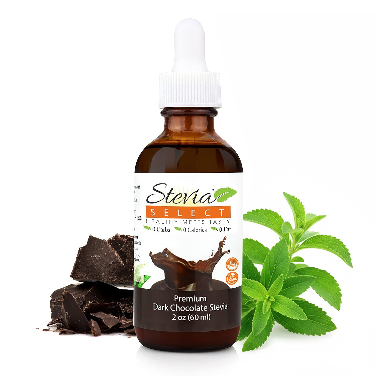 Stevia Liquid Dark Chocolate Keto Flavor Drops 2 oz - No Erythritol
