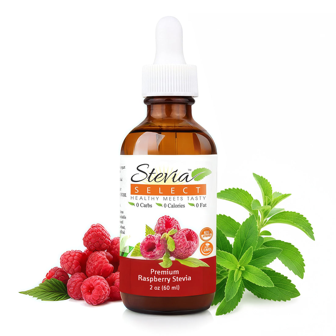 Stevia Liquid Raspberry Keto Flavor Drops 2 oz - No Erythritol