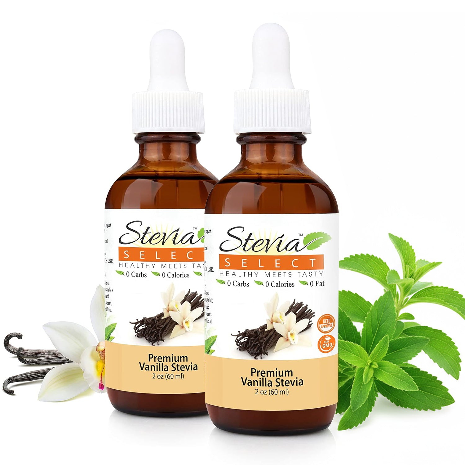 Stevia Liquid Vanilla Keto Flavor Drops 2 oz - No Erythritol