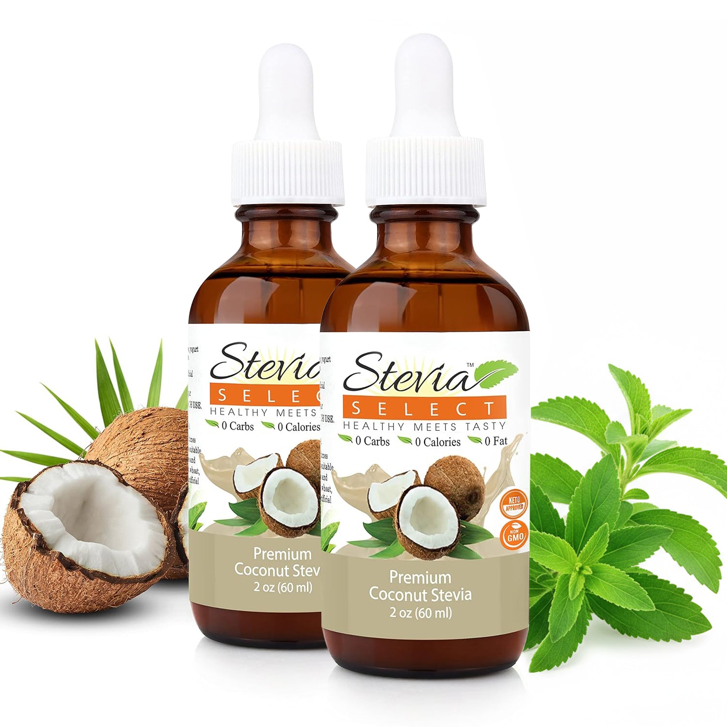 Stevia Liquid Coconut Keto Flavor Drops 2 oz - No erythritol