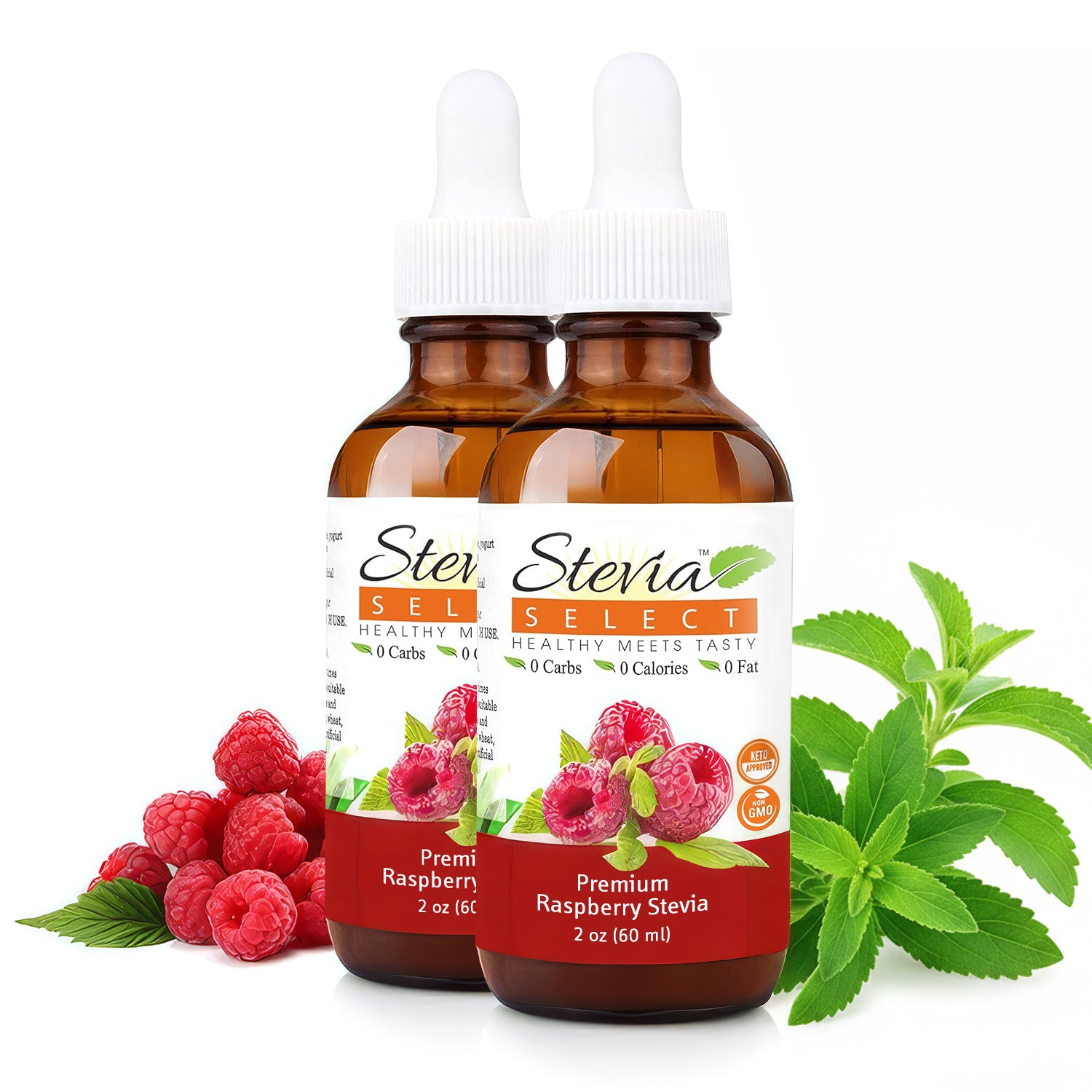 Stevia Liquid Raspberry Keto Flavor Drops 2 oz - No Erythritol