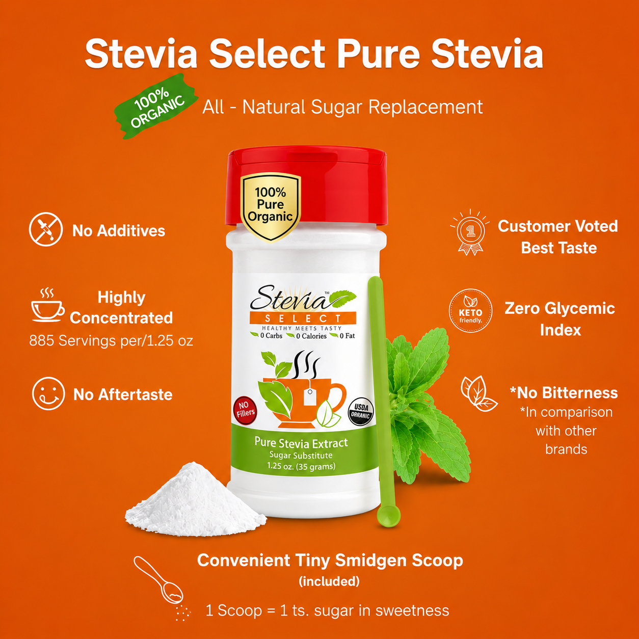 Pure Organic Stevia Extract - No Additives - No Erythritol