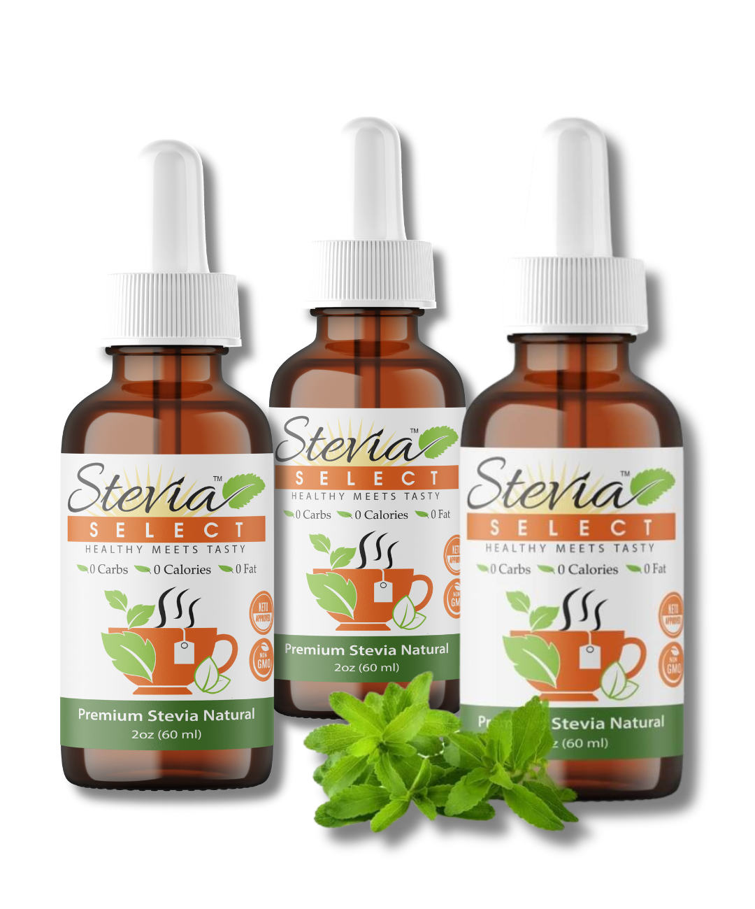 Stevia Liquid Plain Keto Flavor Drops Bundle – (3 Pack) 2 oz